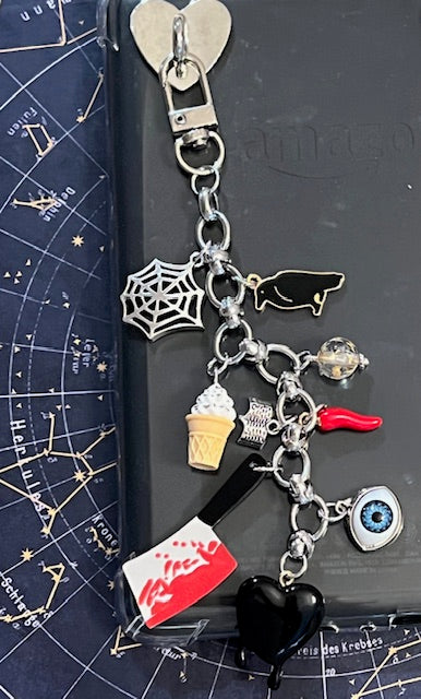 Kindle/Bag charm| Keychain, purse accessory, Dark Romance, Cleaver chef & Black bird