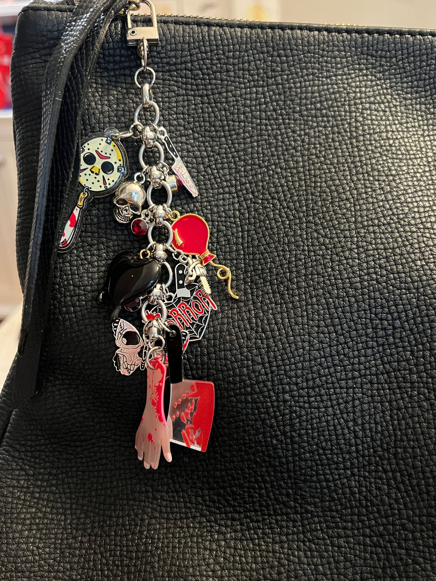 Horror Kindle Charm| Bag accessory| Halloween accessory | Creepy book keychain| Gift for her, Gothic Reader gift